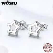 WOSTU,, 925 пробы, серебряная крошечная звезда, милые прозрачные циркониевые серьги-гвоздики для женщин и дочерей, серебряные модные ювелирные изделия, Brincos FIE437