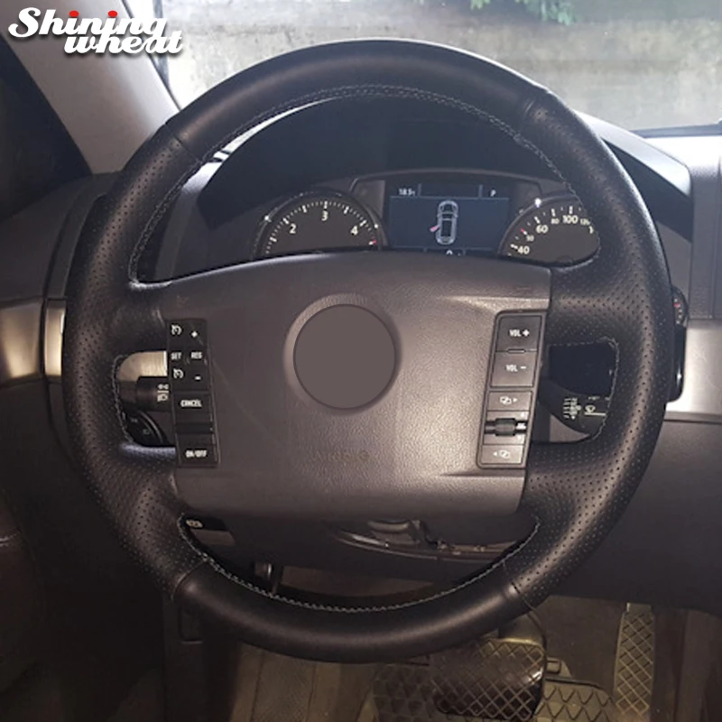 BANNIS ручная строчка черная кожа искусственная для Volkswagen VW Phaeton 2004 2009|Чехлы на руль|