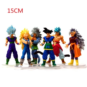 

15CM 6 Pcs/set Dragon Ball AF Super Saiyan Son Goku Action Figure Saiyan Ver PVC Model Decoration Toy Opp Bag H387