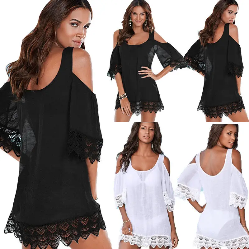 Womens Lace Cover Up Summer Beach Bikini Covers Swimwear Beachwear