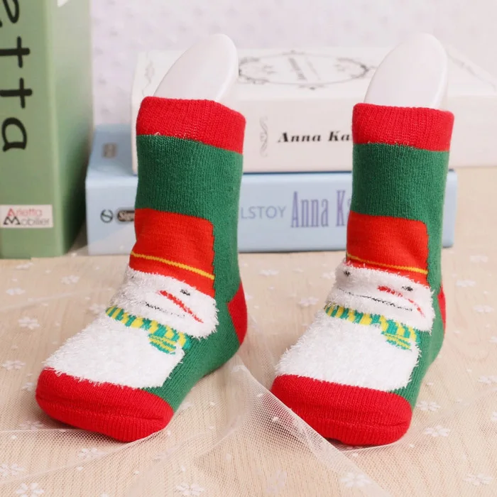 [Bosudhsou.] C41# Рождественская тематическая одежда для детей хлопковые жаккардовые носки из махровой ткани рождественские носки для малышей впитывающие пот носки - Цвет: 6