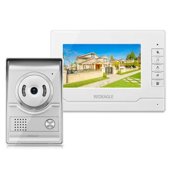 

REDEAGLE 7 inch Wired Color Video Door Pohone Doorbell Intercom System with Unlock 700TVL IR Night Vision Camera