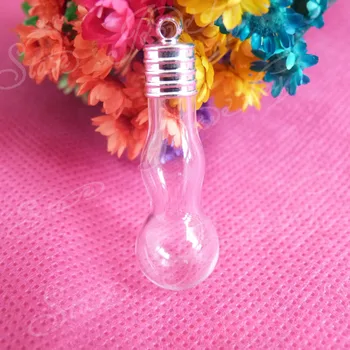

new 6mm opeing calabash style clear glass bottle, rice bottle vial & rubber&cap( need glue) for diy necklace--20pcs