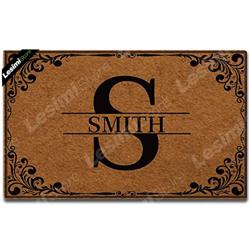 

Custom Doormat Monogrammed Pattern Personalized Name and Letter Monogram Non Slip House Entrance Welcome Door Mat 30"x18"