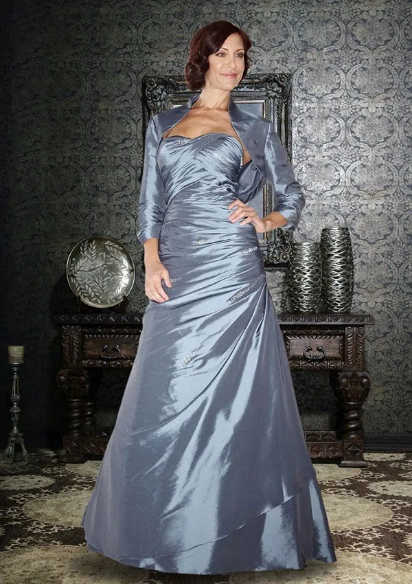 A-line Floor-length Strapless Pleated Beadings Taffeta Mother Of the Bride Cheap Dresses | Свадьбы и торжества