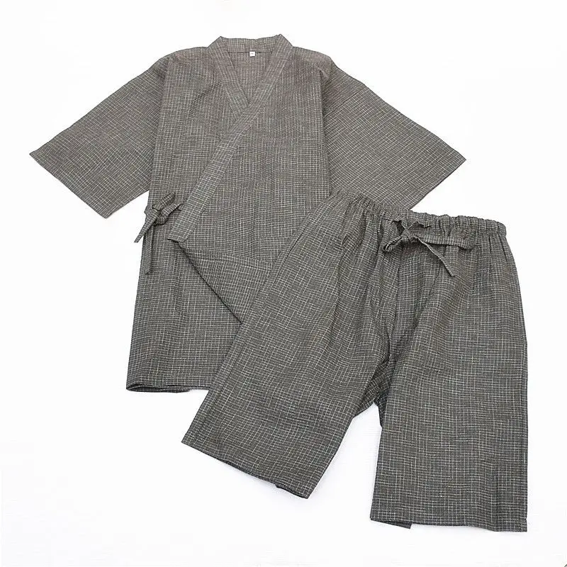 Японский хлопок пижама-кимоно костюмы летние шорты рукавом пижамный комплект пижамы халат и шорты для женщин традиционный домашний Lounge