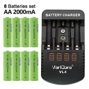 

8PCS VariCore AA 2000mah 1.2V NiMH batteries for robotic remote control toys medical equipment A products+VariCore VL4 Charger