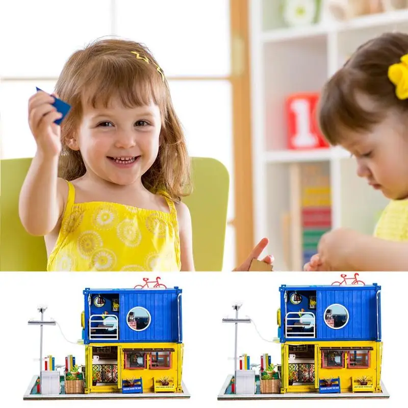 

Children Adult DIY Doll Houses Model Creative Container Dollhouse Model Wooden Toy Miniature Building Kits for Brithday Gift