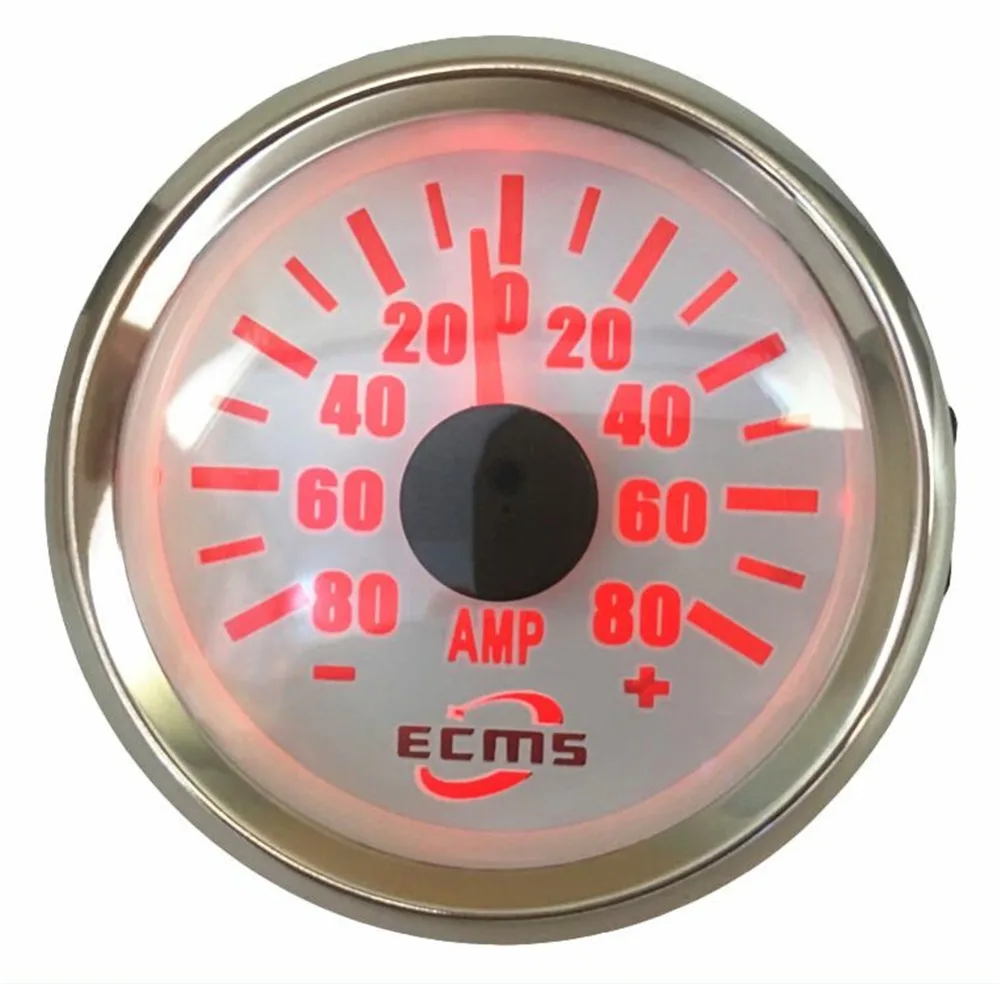

1pc 52mm Amp Gauges +/-80A Ampere Meters Ammeters 9-32vdc Waterproof with Current Sensor Red Backlight