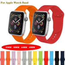 Мягкий силиконовый замена спортивный ремешок для наручных часов Apple Watch, ремешок 42/38/44/40 мм, браслет на запястье, ремешок для наручных часов iWatch серии 4/3/2/1 аксессуар