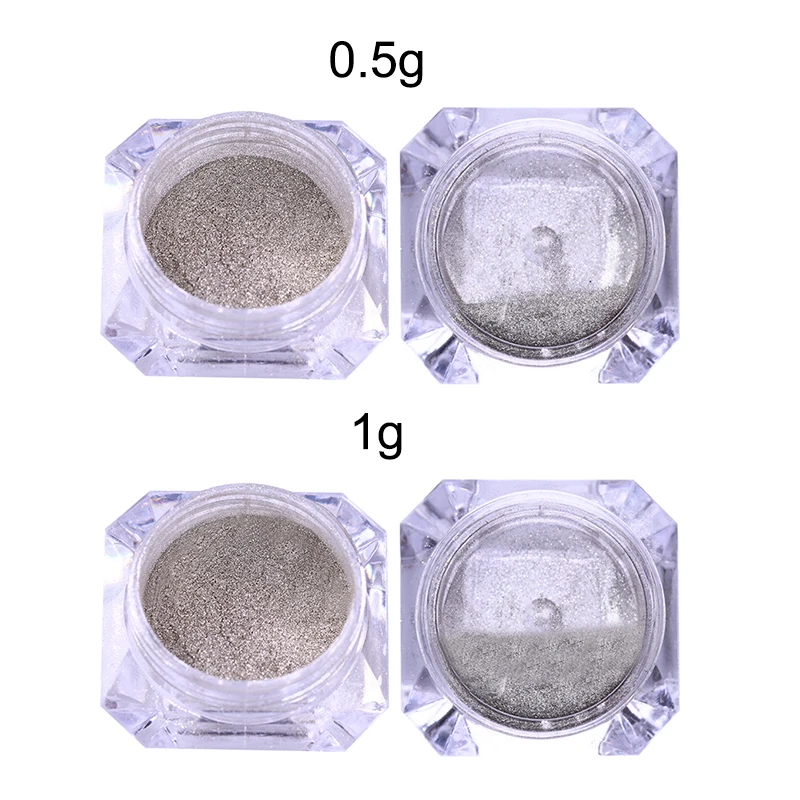 0,5 г зеркальный блеск для ногтей серебристый Мерцающий Порошок маникюр Дизайн ногтей хромированный пигмент с Блестками Пыль украшения для ногтей