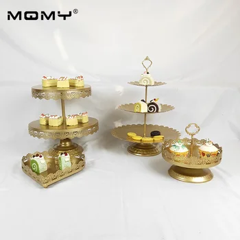 

4Pcs /set cupcake dessert crystal decorating gold wedding cake stand