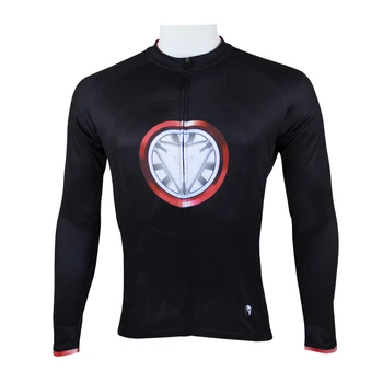 

Quick dry Ironman Cycling jerseys superhero long sleeve bike clothes high quality Iron Man full zipper mens sports jersey
