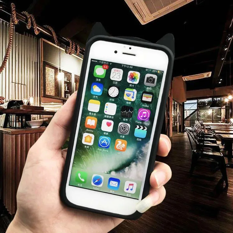 Чехол для телефона с милыми кошачьими ушами бородой силикагелем iphone 7 8 Plus чехол