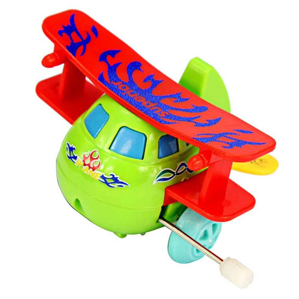 1 шт. Детские заводные игрушки Мультяшные пластиковые модели самолета заводные игрушки заводные Пружинные игрушки для детей подарок случайный цвет