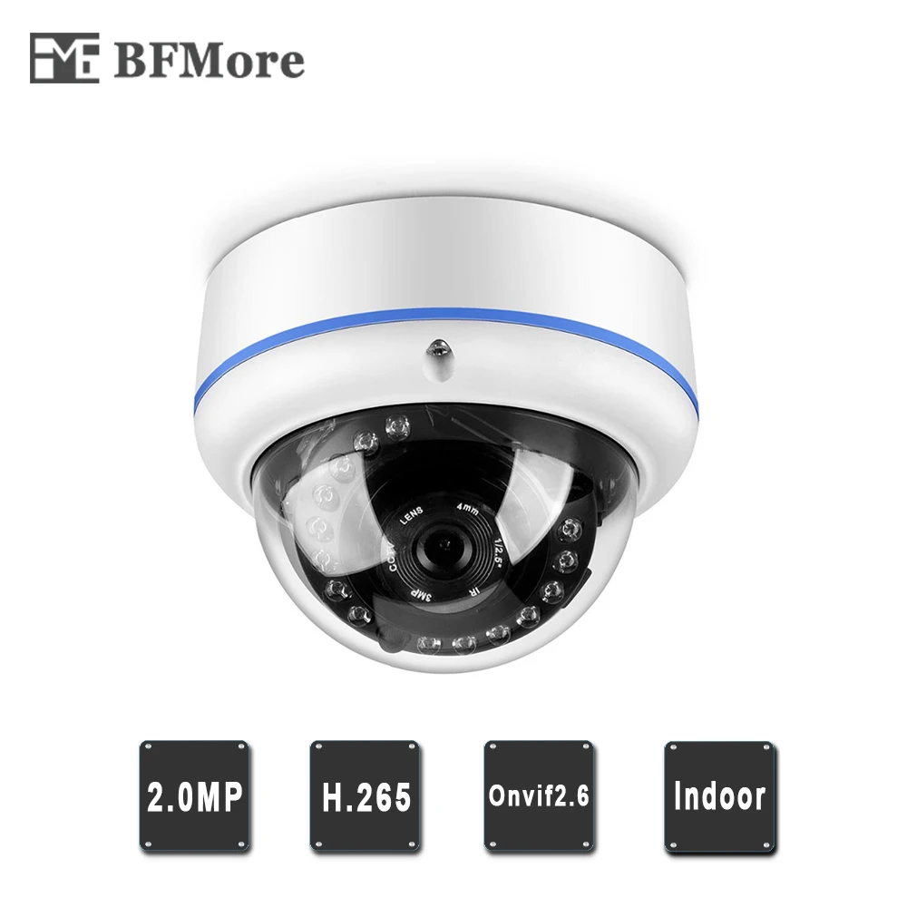 BFMore H.265 + 1080 P купольная POE IP Камера 20fps SC2232 Крытый 2.0MP ONVIF инфракрасный Ночное