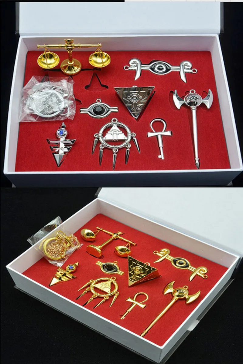 4 10cm 8pcs/set Yu Gi Oh Seven Artifact Action Figure Collectible Toys YuGiOh Necklace Keychain
