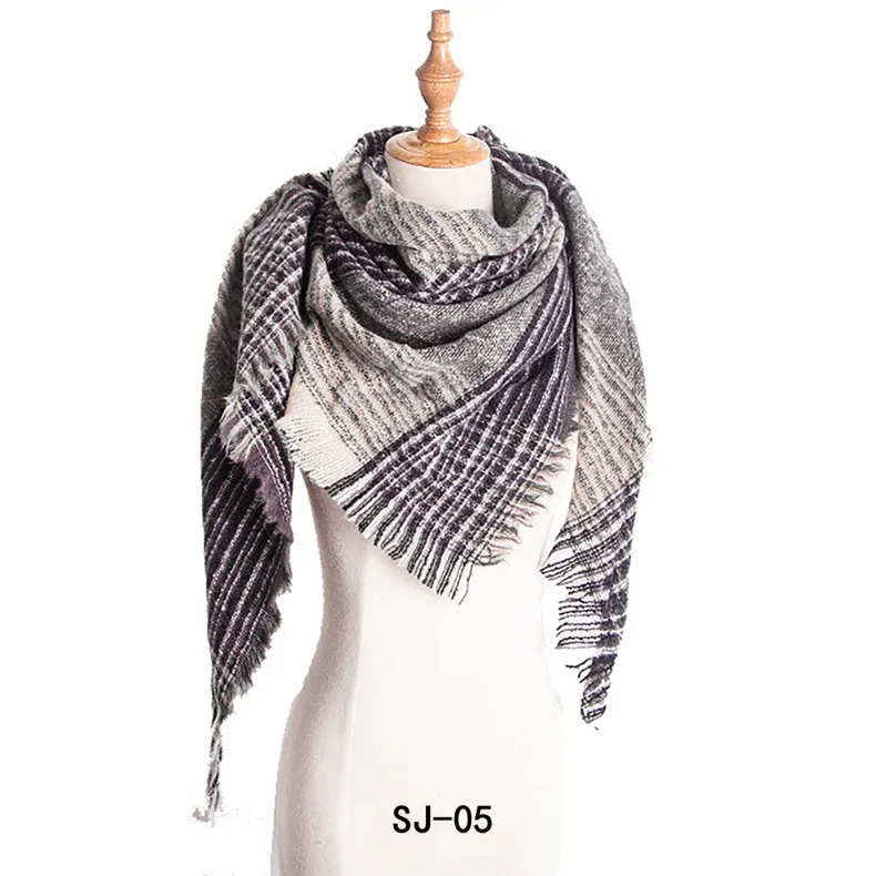 Популярный зимний шарф женский кашемировый шарф женский теплый плед пашмины треугольный шарф длинный шарф шарфы и шали - Цвет: SJ-05