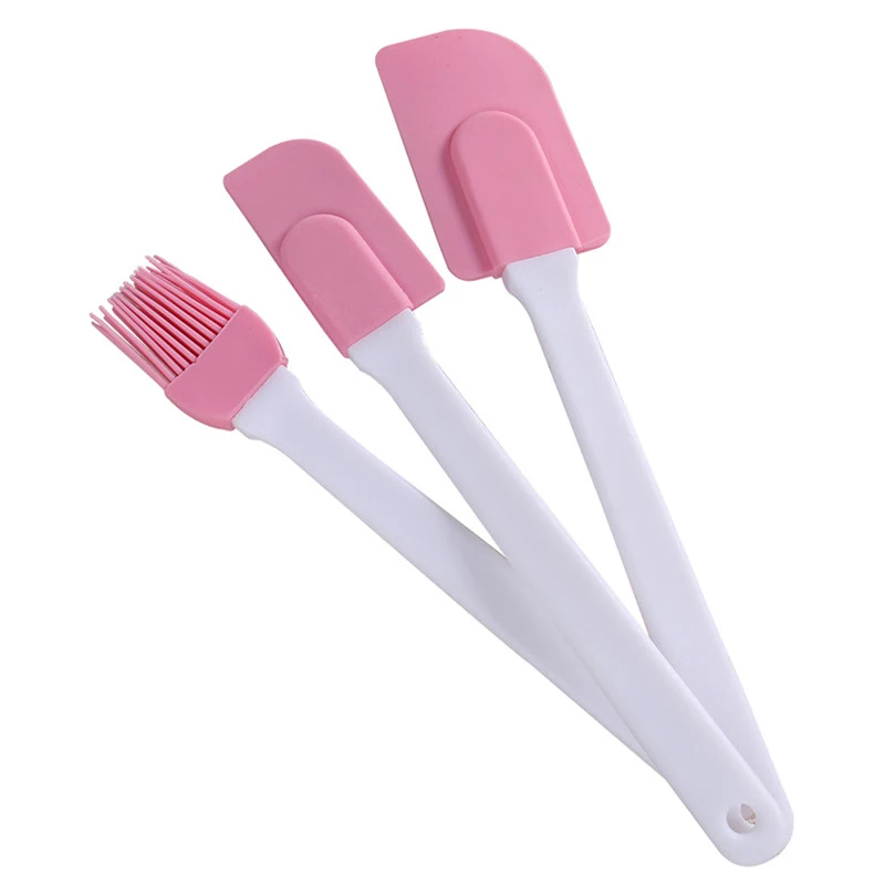  3Pcs/Set Kitchenware Silicone Cream Butter Cake Spatula Mixing Batter Scraper Brush Butter Mixer Ca