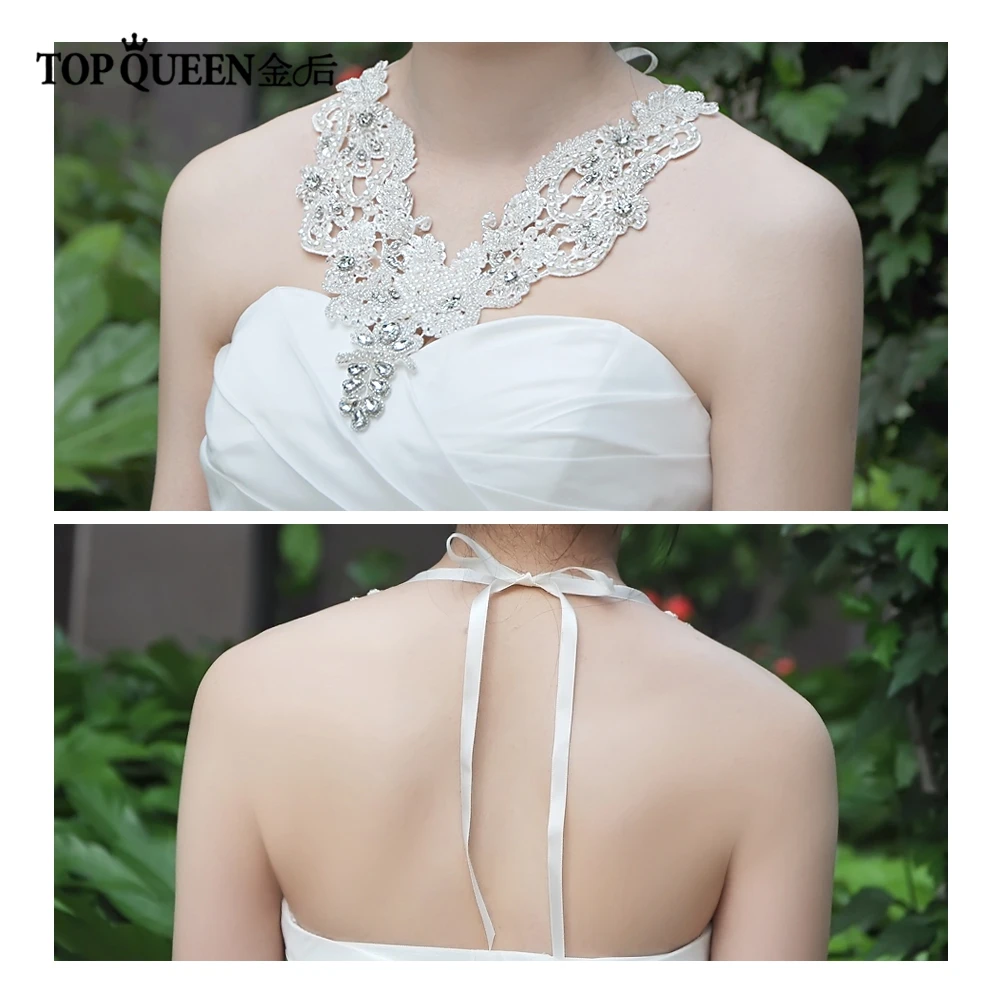 

TOPQUEEN G02 Free shipping Beaded bridal Shoulder Necklace pearl Wedding Jackets for bride White and ivory Hanging neck