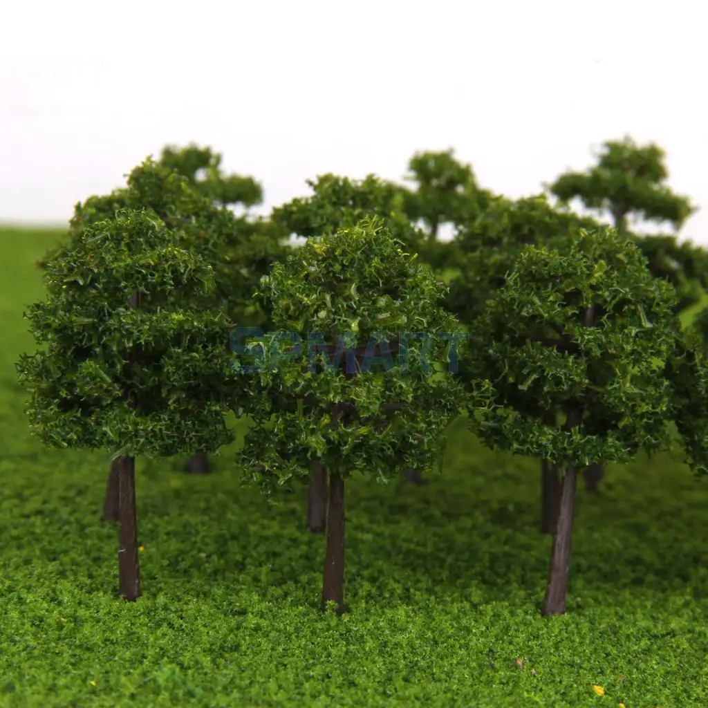 

Plastic Model Trees Train Railroad Scenery 1:250 40pcs Deep Green