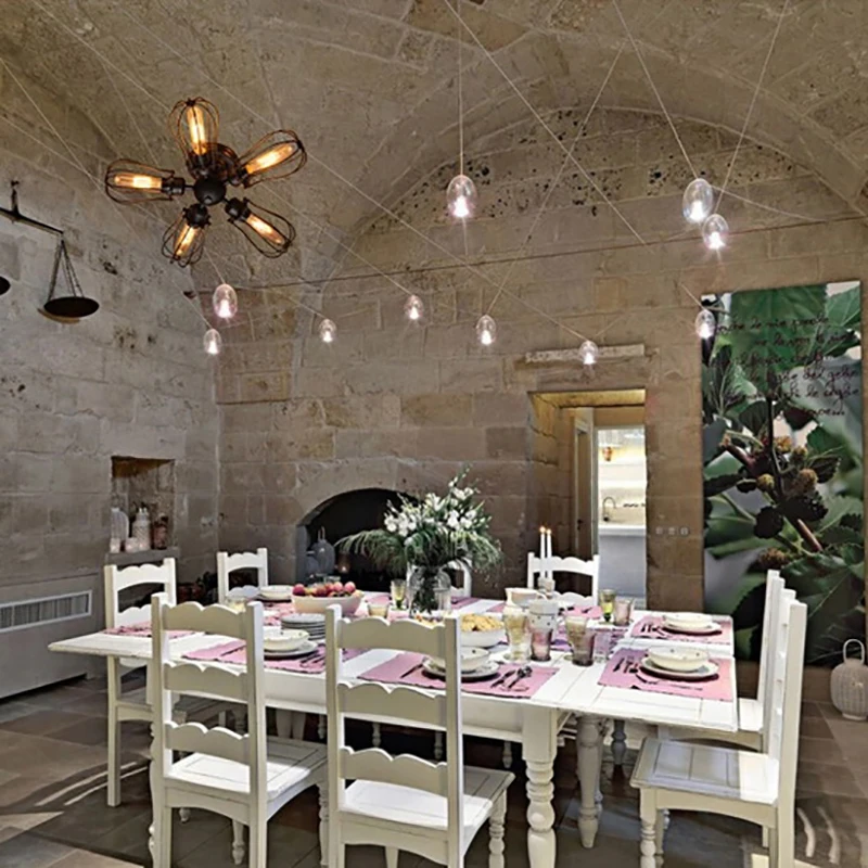 Ретро Винтаж Черный 5 огней грейпфрутовый стиль кухонные потолочные светильники