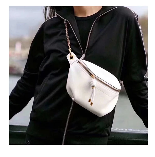 Новинка, Высококачественная поясная сумка из натуральной кожи, роскошная модная сумка на плечо с цепочкой, женские сумки через плечо - Цвет: white