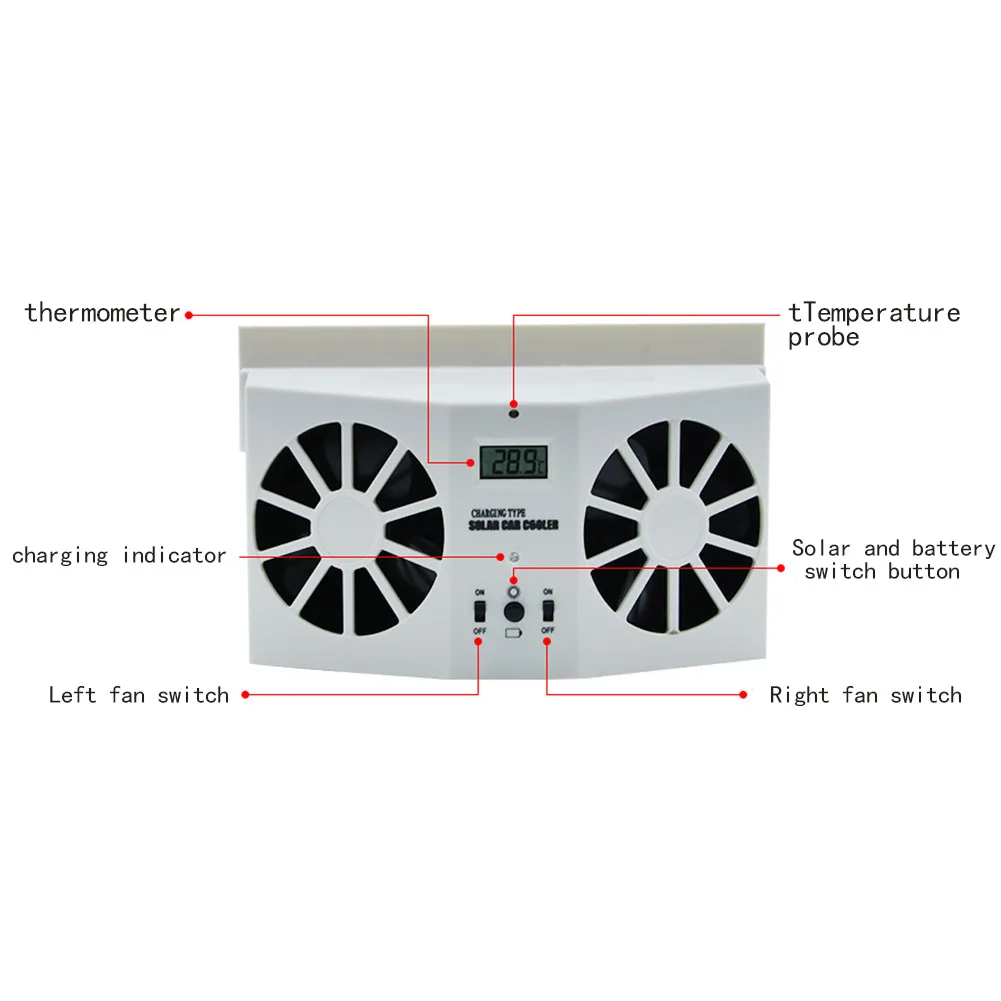 

Solar Powered Auto Car Window Air Vent Ventilator Cooler Fan Mini Cooling Radiator CSL2018