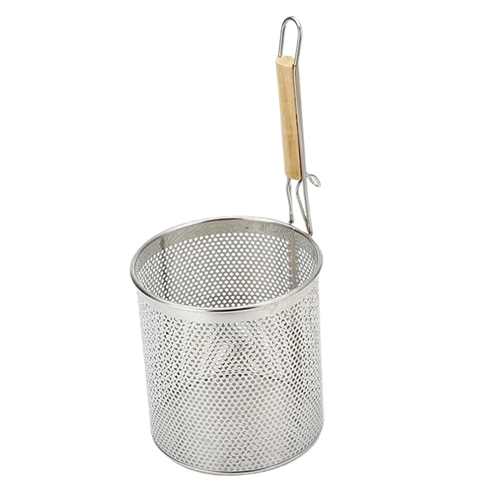 Kitchen Rice Noodle Colander Hot Pot Spoon Mesh Skimmer Hot Pot Deep Basket for Frying Food, Spaghetti, Cooking Fat Oil Grease