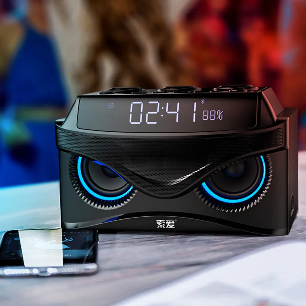 Soaiy S68 Беспроводной Bluetooth Динамик крючке будильник Super Bass сабвуфер Открытый