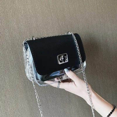 

Factory direct summer new transparent package jelly package female Korean version of the chain single shoulder diagonal package