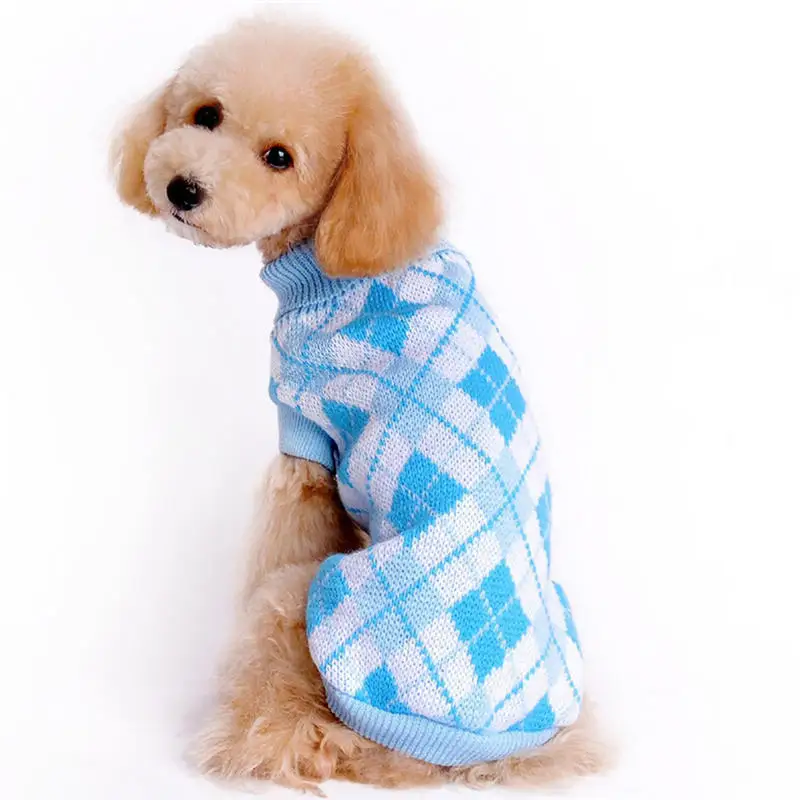 

Small Medium Dog Snowflake Square Plaid Pattern Knit Blend Pet Sweater warm Jacket Sleeveless Clothes Winter 5 Size