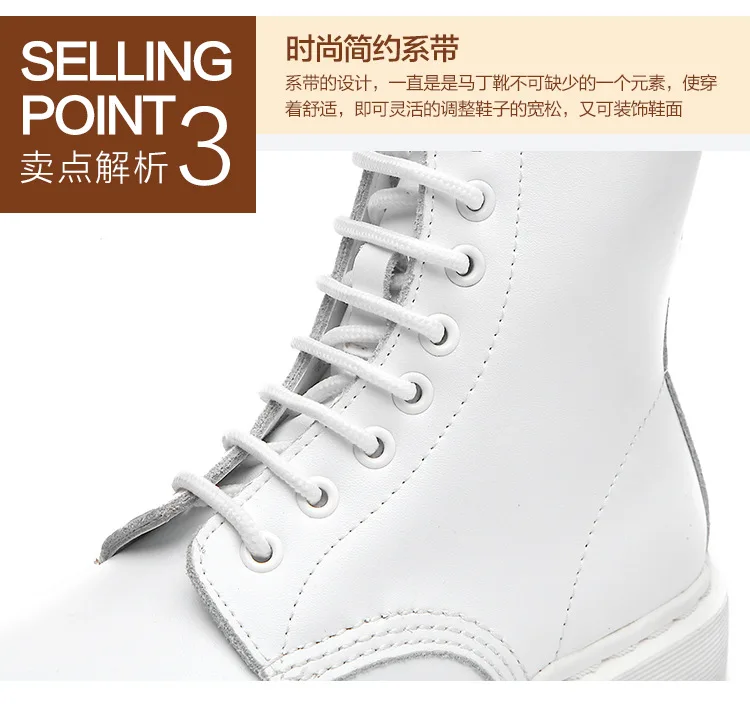 SWONCO martin boots women shoes genuine leather high top white sneakers platform ankle boots for women platform boot 41 44