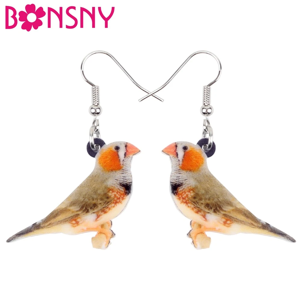 Bonsny Acrylic Lovley Zebra Finch Bird Earrings Big Long Dangle Drop Fashion Jewelry For Women Girls Kid Gift Animal Accessories Drop Earrings Aliexpress
