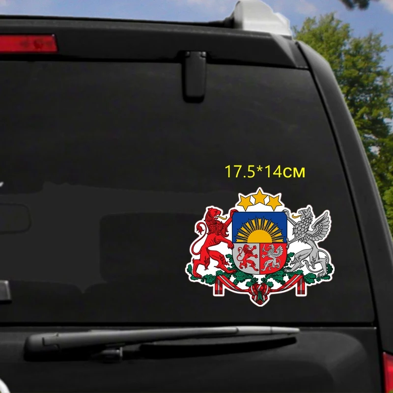 Tri Mishki WCS235#17,5x14 см герб Латвийской забавная наклейка для автомобилей Красочные автомобильные наклейки Авто Автомобильные отличительные знаки - Название цвета: WCS235
