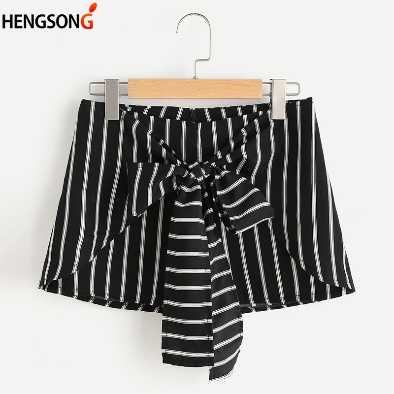 Summer Women Shorts Black And White Striped Shorts Hot