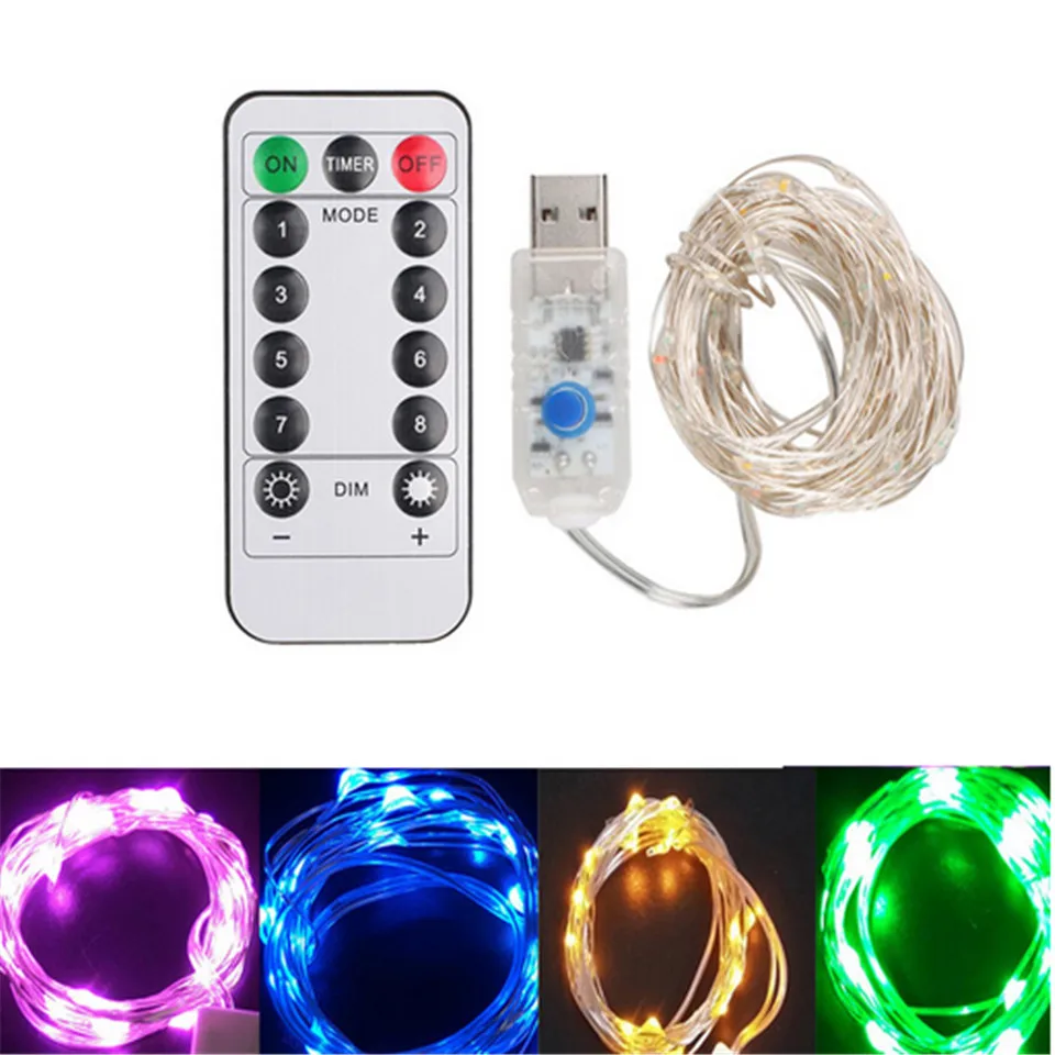 USB светодиодный свет шнура цветной водонепроницаемый светодиод медные металлические струны праздничное освещение Фея для рождественской вечеринки Свадебные украшения