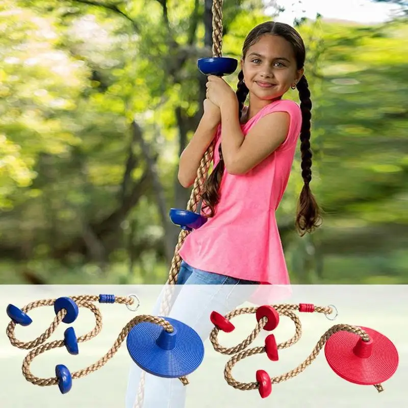 

1 set Jungle Gym Climbing Rope with Platforms and Disc Swing Seat for Outdoor Fitness Swing Set Accessories Kids Swing Seat Toy