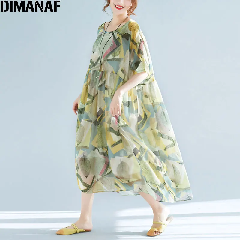 DIMANAF плюс размер летнее женское шифоновое платье ДРАПИРОВАННОЕ большой размер цветочное Гавайское лоскутное пляжное платье повседневные Элегантные платья
