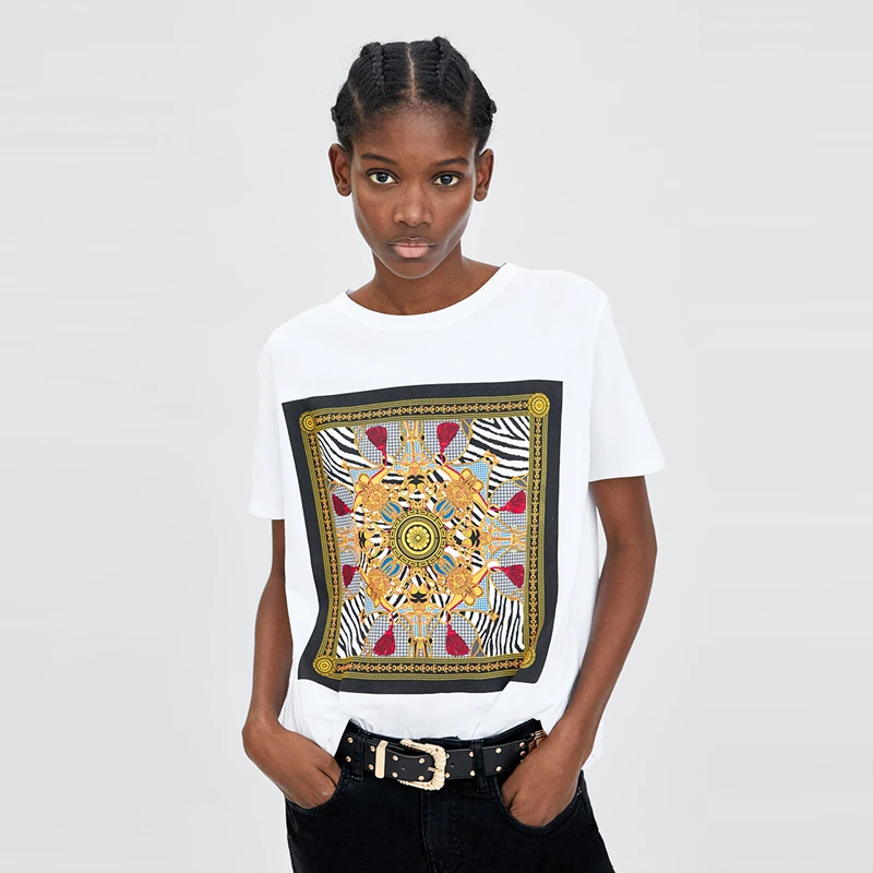 

White short sleeve O neck graphic printed t shirts for women ladies summer fashion black oversize loose basic tshirts tees tops