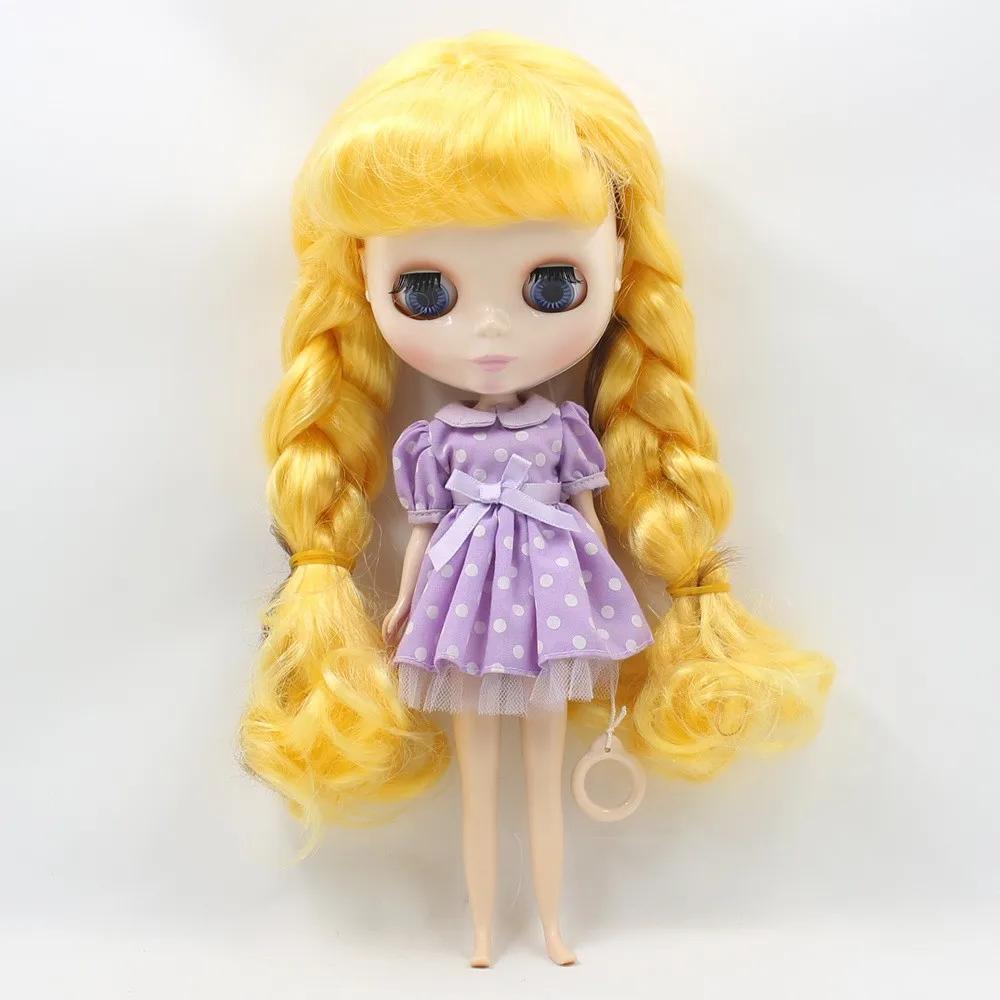 Factory Blyth Doll Nude Doll Yellow Long Wavy Hair With Bangs Make-Up Face 4 Colors For Eyes Suitable For DIY