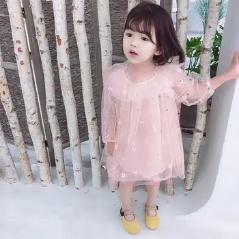 

2019 New Spring Summer Fashion Children Girl Mesh Flower Princess Dress Kids Dresses For Girls Toddler Girl Clothes Vestido L284