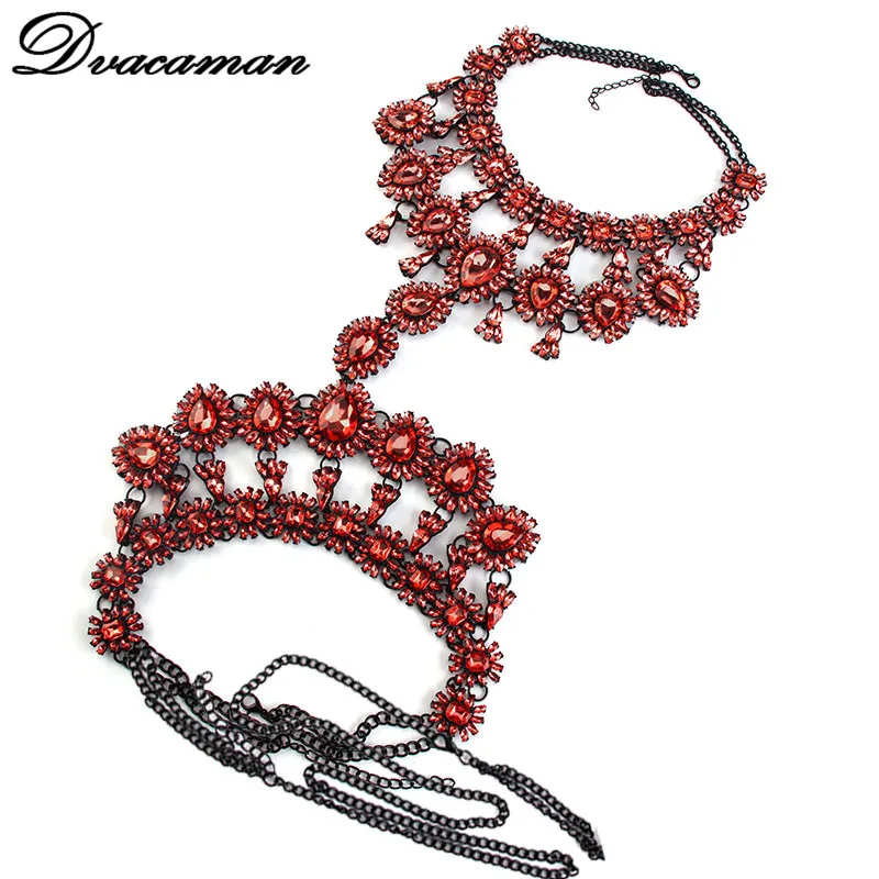 Dvacaman, горячая распродажа, массивное ожерелье на Фейсбуке, красочное длинное ювелирное изделие для тела, женское сексуальное Кристальное ожерелье, ювелирное изделие для тела, цепочка 9903 - Окраска металла: S2 red
