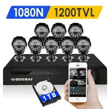 DEFEWAY 1200TVL 720P HD Outdoor Security Camera System 1TB Hard Drive 8 Channel 1080N HDMI CCTV DVR Kit 8CH AHD Camera Set