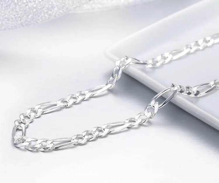 20-24" Pure Real 925 Sterling Silver Figaro Chains Necklaces Women Men Jewelry Boy Friend Gift 50cm-60cm 5.5mm Colier Wholesale