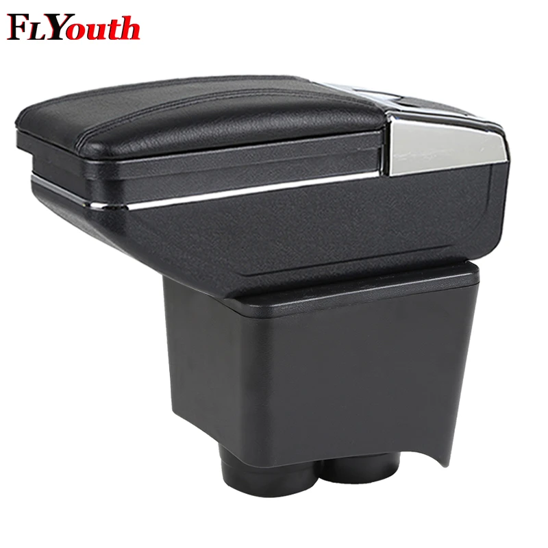 

Armrest Box Central Store Content Storage Box Center Console Leather Cup Holder Dual Layer For Volkswagen Old Polo 9N 2002-2009