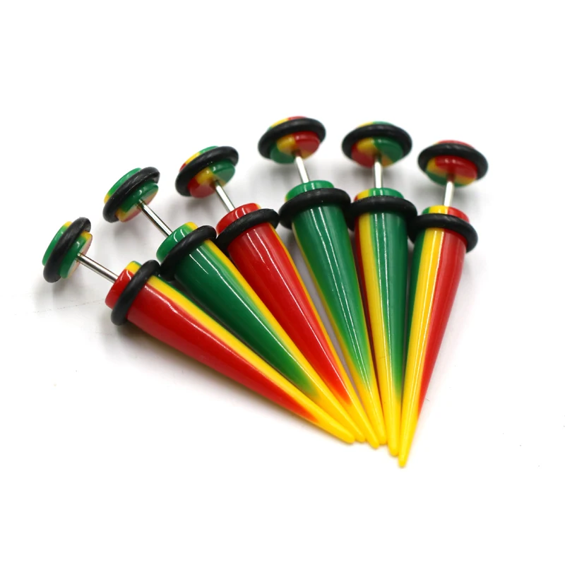 

2pcs UV Acrylic Illusion Ear Fake Cheater Stretcher Taper Spike Cheater Plug Tunnel Expander Earrings Gauges Body Jewelry
