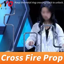 Cross fire prop настоящая комната игра-головоломка держать металлическое кольцо пересечение трек, чтобы открыть анти-обман металла slideway yopwood