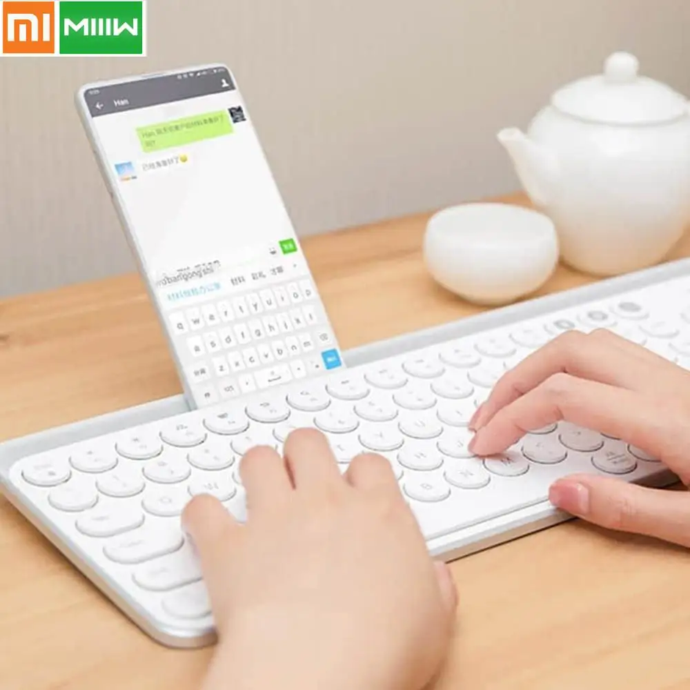 Pаспродажа Оригинальная Двухрежимная клавиатура Xiaomi Miiiw с Bluetooth, 104 клавиш, 2,4 ГГц, Многофункциональная Беспроводная портативная клавиатура для macbook mini