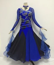 Standard Waltz Dance Dress Royal Blue Shiny Diamond Tango Ballroom Competition Dancing Costume Women’s Ballroom Dance Dresses